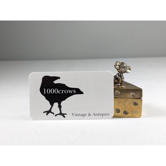 Vintage Brass Mouse on Cheese wedge Trinket Box, Taiwan Brass Ring Box, Jewelry - Picture 10 of 10